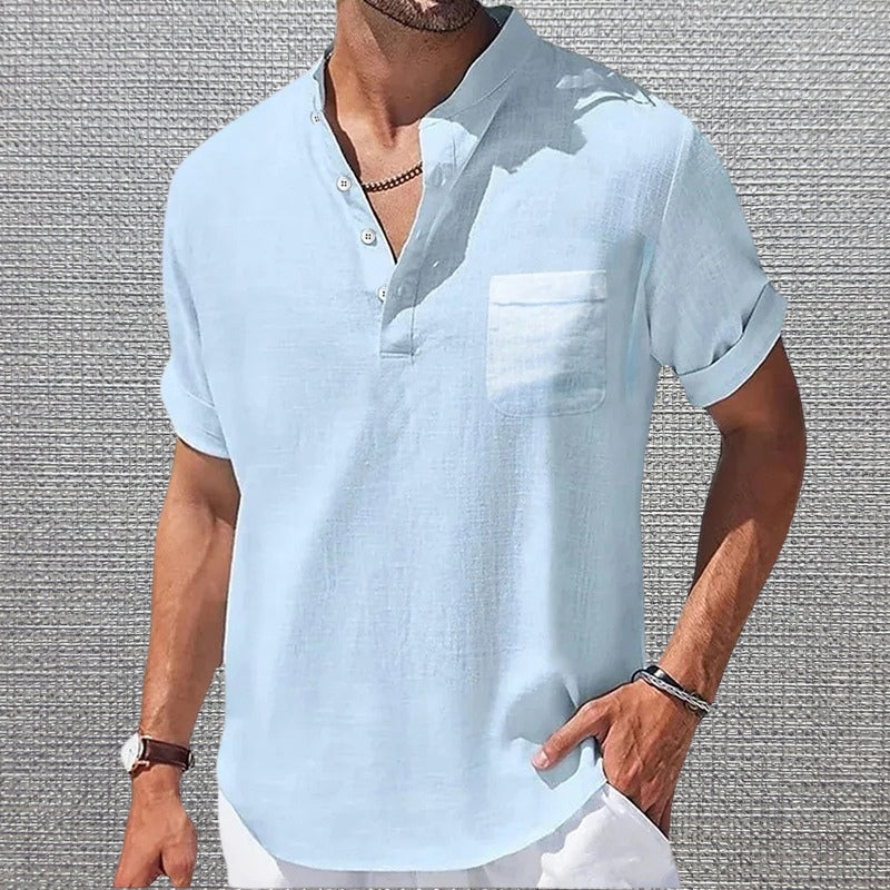 Anthony - Elegante Maglietta a Maniche Corte Con Taschino