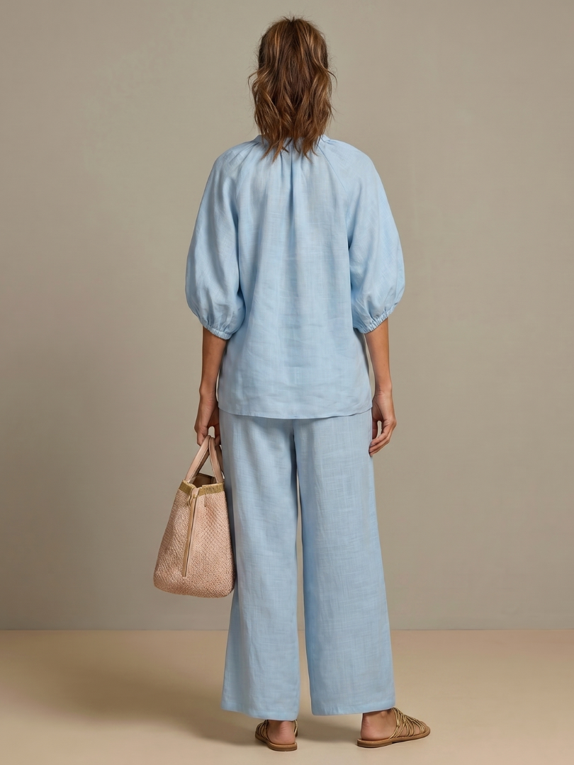 Sharina - Set Composto Da Camicetta Con Zip E Pantaloni a Gamba Larga