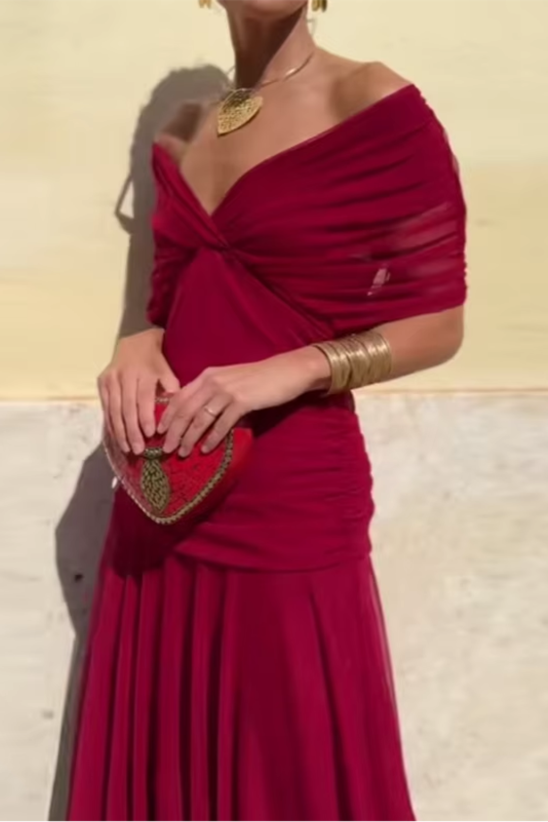 Nefeli - Elegante Abito Lungo Da Sera Con Scollo a V