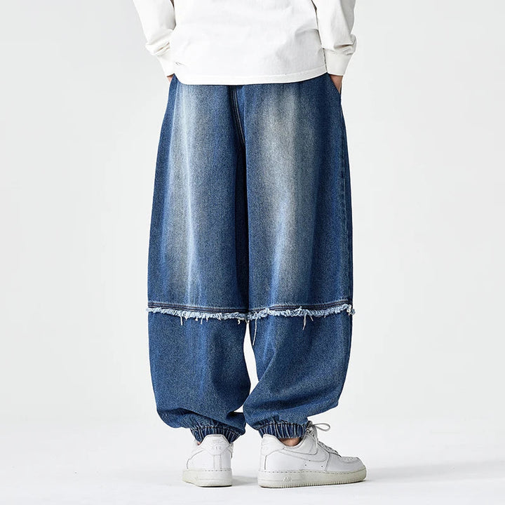 Brennan - Eleganti Pantaloni Da Jogging In Denim a Gamba Larga