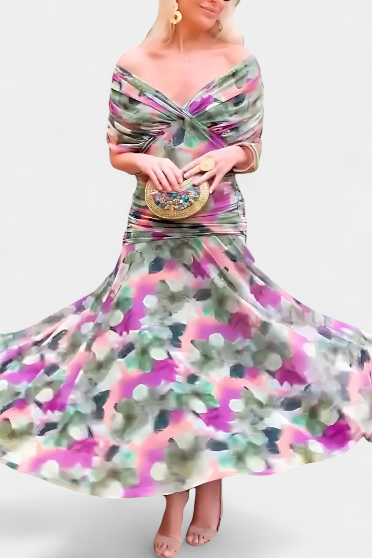 Rawan - Abito Lungo Con Spalle Scoperte In Chiffon