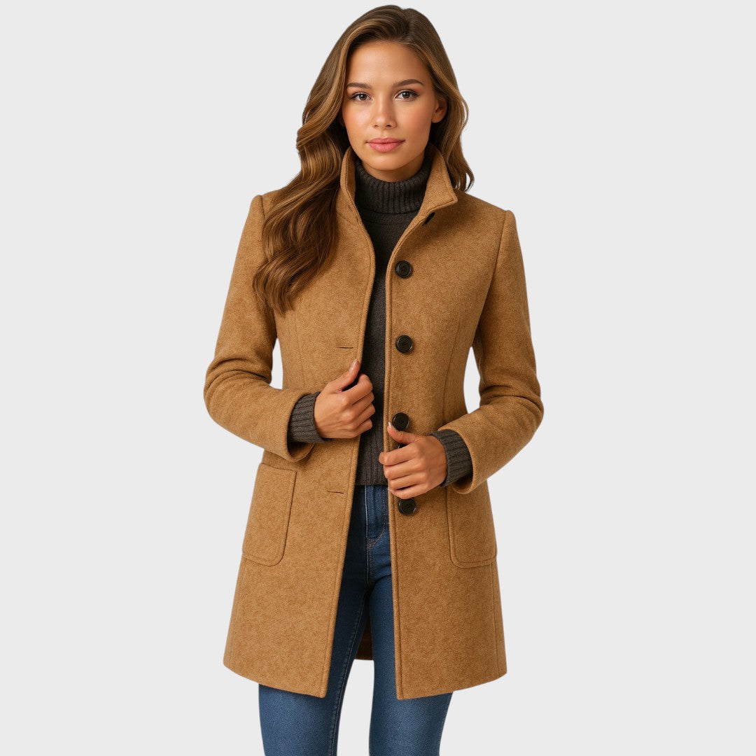 Ellarose - Elegante Cappotto in Lana Con Abbottonatura