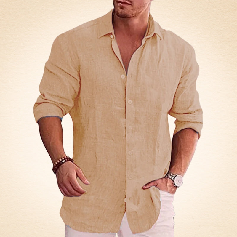 Guillermo - Camicia Casual In Lino A Maniche Lunghe