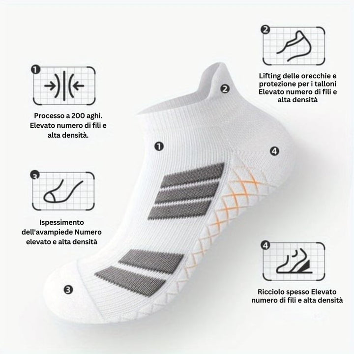 SwiftStep - Calzini Sportivi Traspiranti Con Strisce Antiscivolo