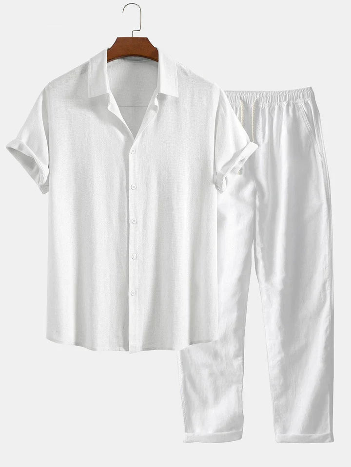 Booker - Camicia In Misto Lino Con Pantaloni Dritti