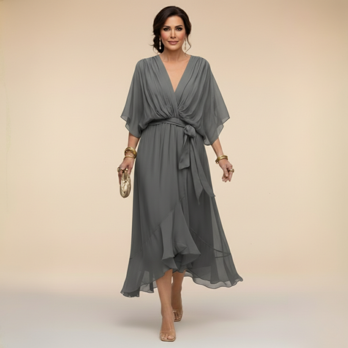 Harshani - Abito in Chiffon Con Scollo a V