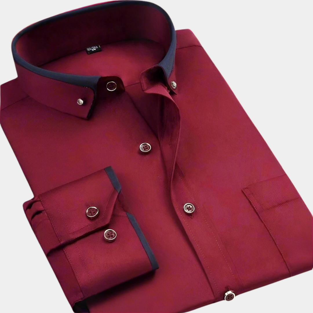 Daarik - Camicia Elegante Con Colletto A Contrasto E Maniche Lunghe