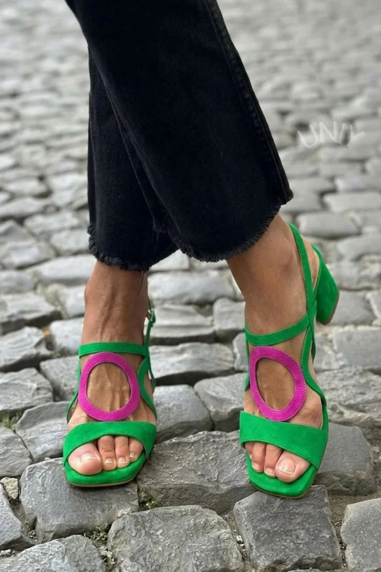 Gurng - Sandali Con Punta Quadrata e Taglio Arrotondato