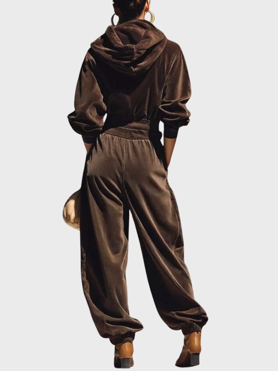 Skaidre - Set Vintage Con Felpa Con Cappuccio in Velluto e Pantaloni Larghi