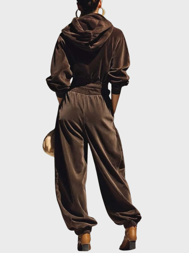 Skaidre - Set Vintage Con Felpa Con Cappuccio in Velluto e Pantaloni Larghi