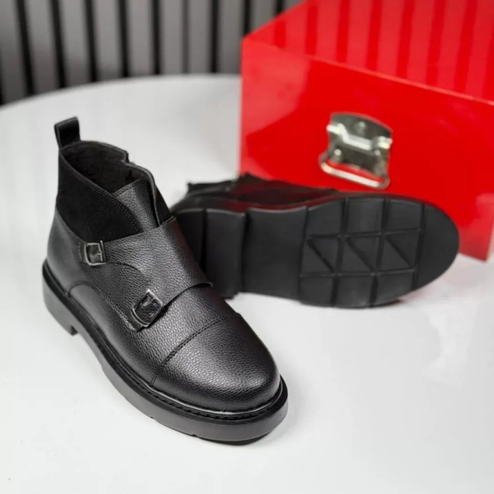 Abner - Stivali in Pelle Con Cinturino Fibbia Monk