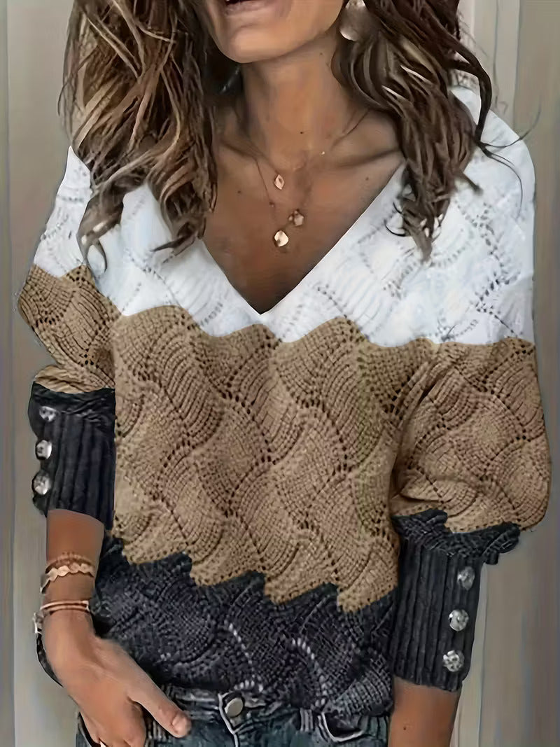 Sinara - Elegante Maglione Con Scollo A V E Maniche Lunghe