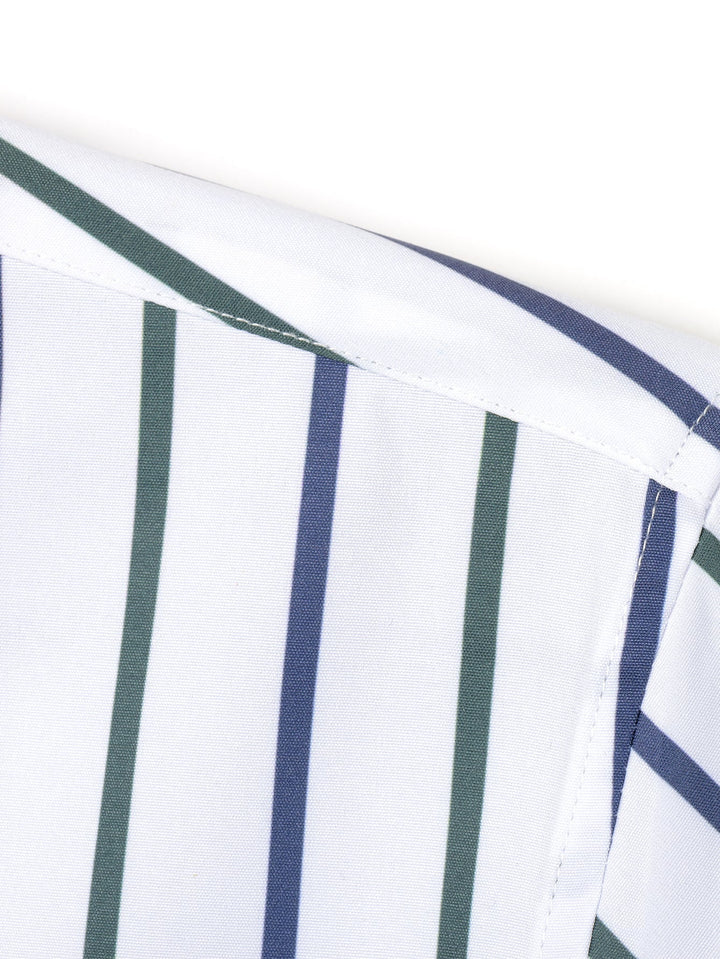 Burt - Camicia a Righe a Maniche Lunghe con Bottoni
