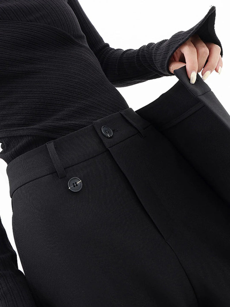 Nela - Pantaloni Sartoriali a Vita Alta Con Fondo Asimmetrico
