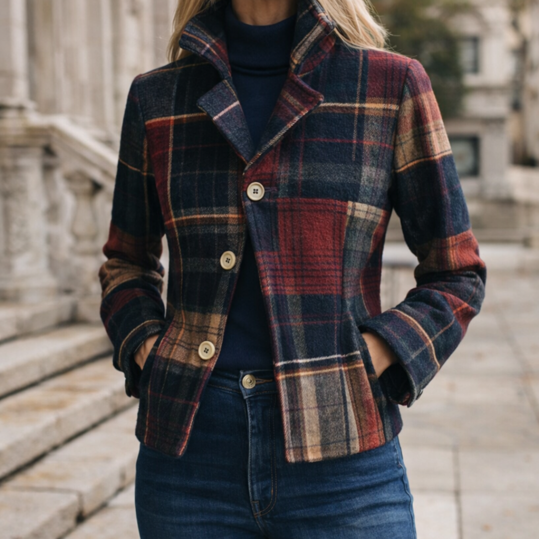 Meeran - Cappotto a Quadri con Colletto