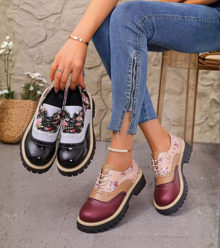 Kiela - Scarpe Oxford a Motivi Floreali Con Suola a Tasselli Spessi