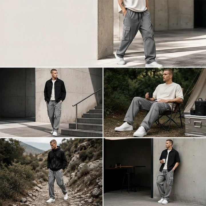 Nesham - Pantaloni Cargo Con Coulisse in Vita e Tasche