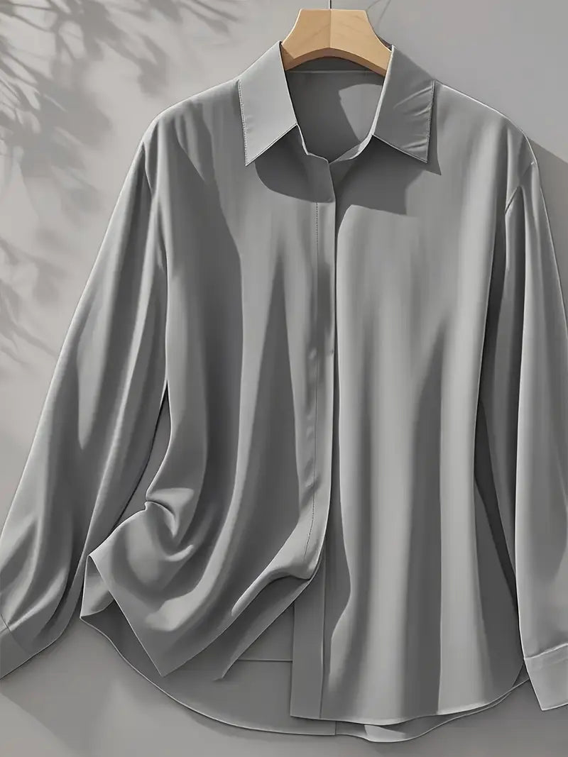 Amiliana - Elegante Camicia a Maniche Lunghe ConBottoni