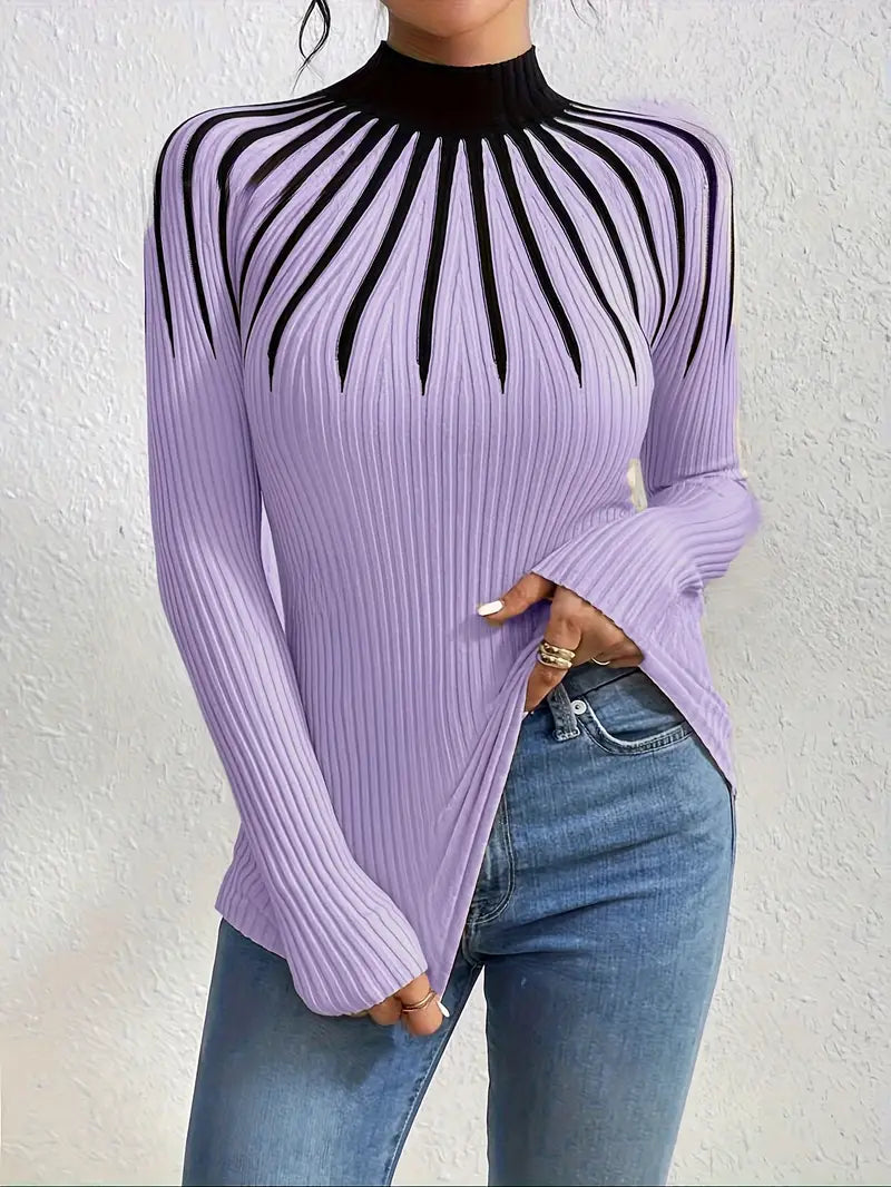 Maider - Elegante Maglione a Maniche Lunghe Con Collo Alto