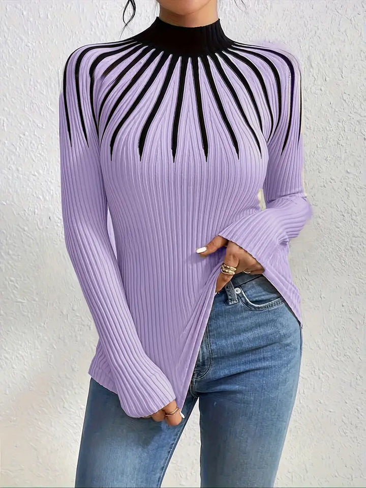 Maider - Elegante Maglione a Maniche Lunghe Con Collo Alto