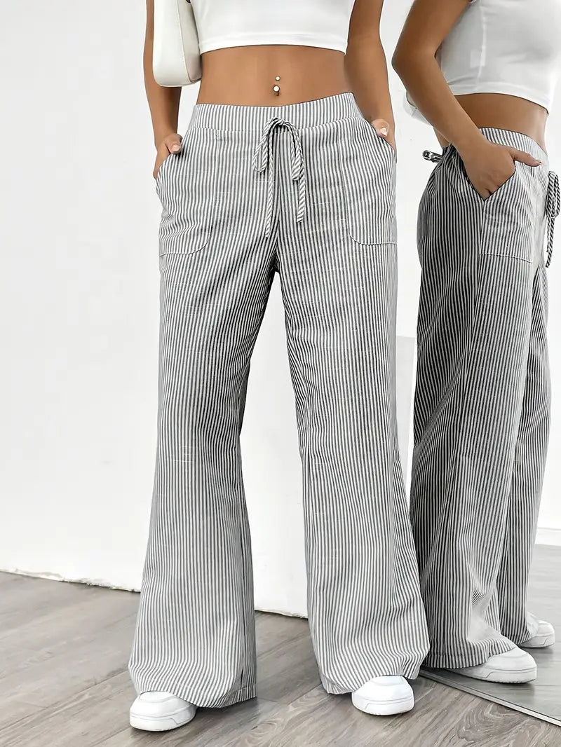 Alina - Elegante Pantalone A Righe Con Tasche
