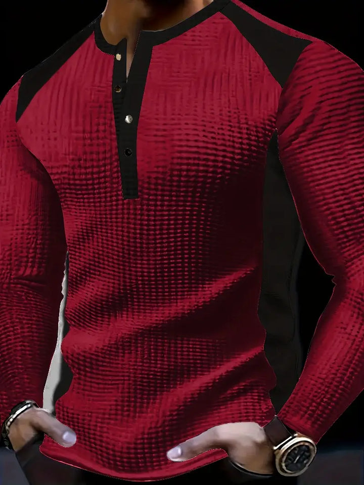 Kyran - Camicia Henley A Maniche Lunghe Con Motivo A Nido d'Ape