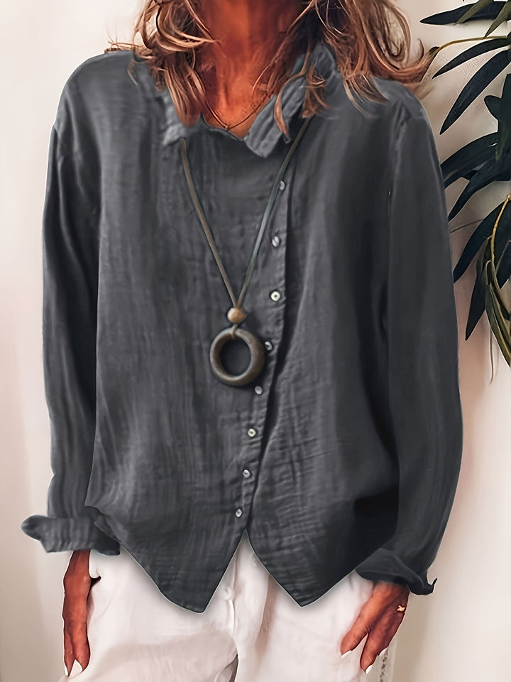 Ristia - Camicetta Casual a Maniche Lunghe Con Bottoni
