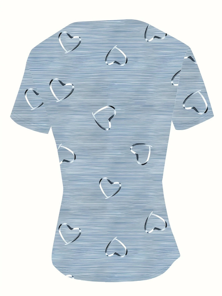 Emlyn - Top Alla Moda Con Scollo a V e Stampa a Cuori