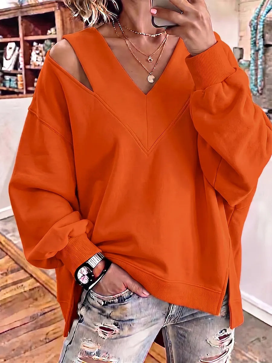 Kirstan - Felpa Oversize Chic Con Scollo a V e Cut Out