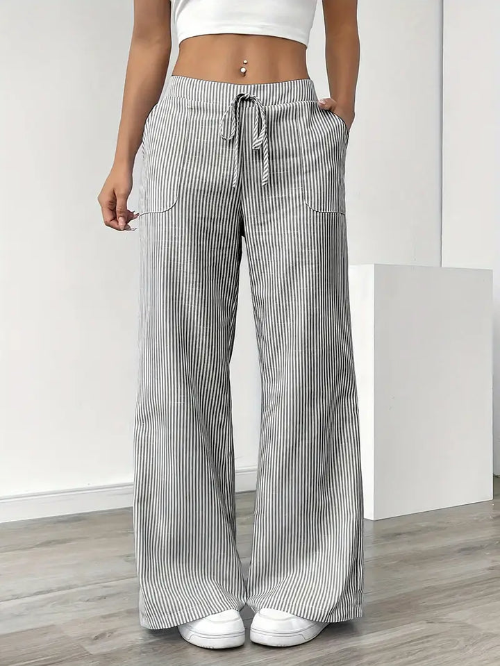 Alina - Elegante Pantalone A Righe Con Tasche