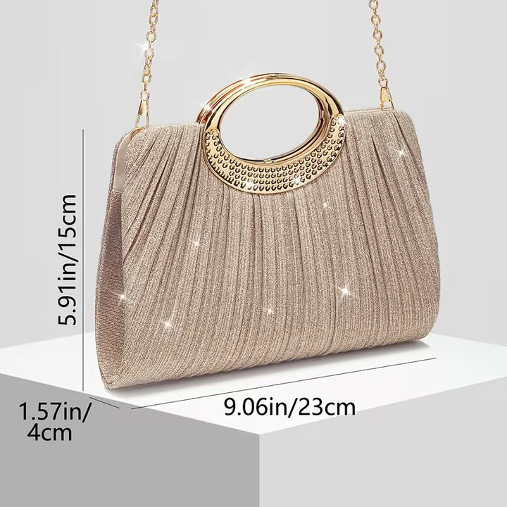 Lizzana - Borsa a Mano Rotonda Lucida Con Anello E Pieghe