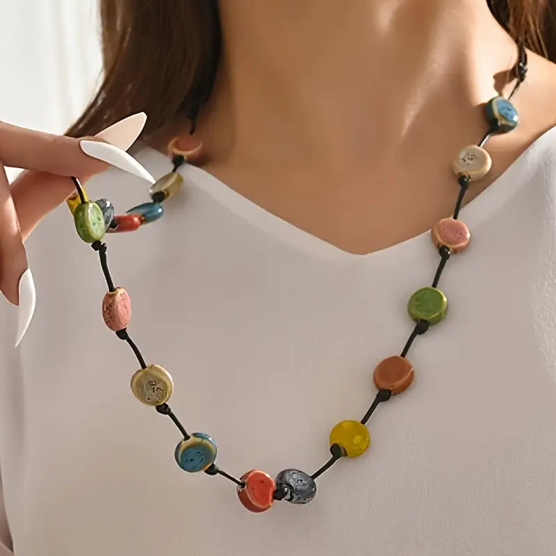 ChromaLinks - Collana Con Perline Ceramiche Multicolori