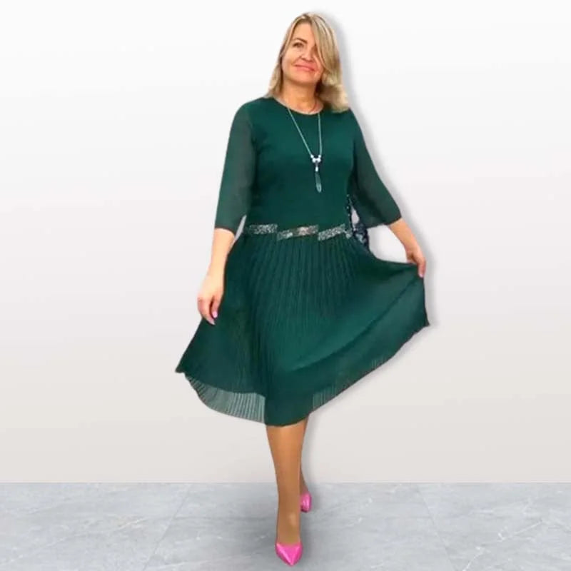 Kiernan - Elegante Abito Midi Con Scollo Rotondo