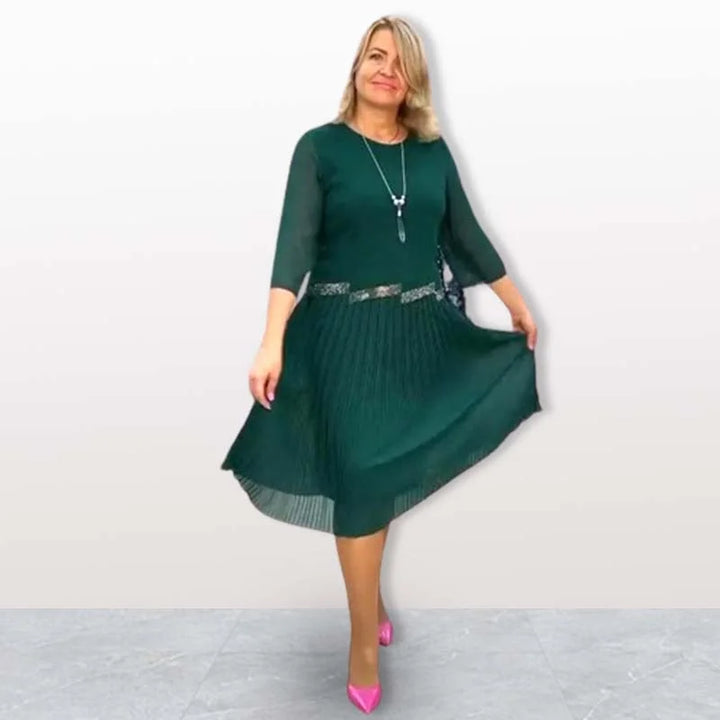 Kiernan - Elegante Abito Midi Con Scollo Rotondo