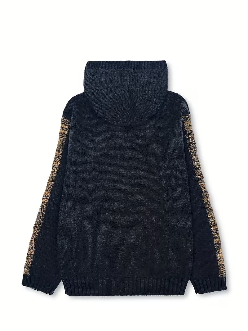 Cypriana - Elegante Maglione Lavorato a Maglia Con Cappuccio