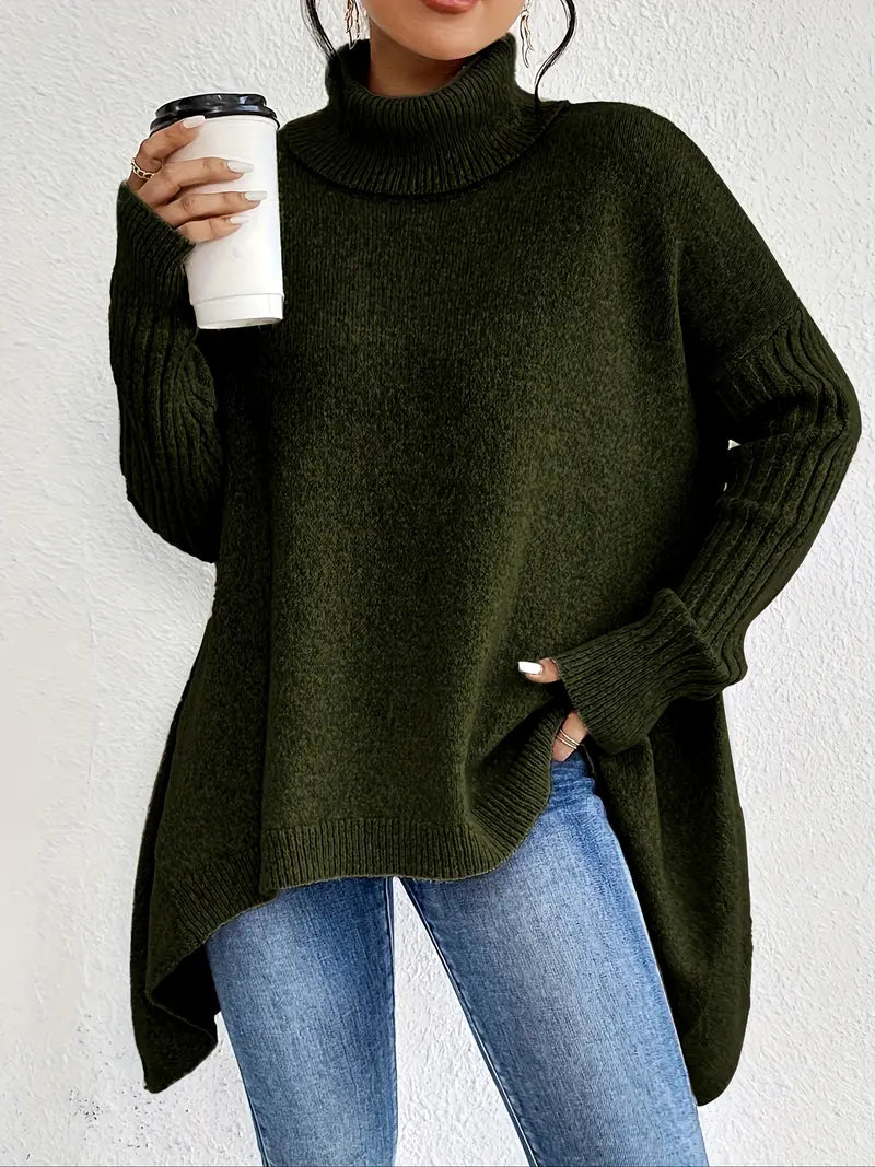 Laora - Maglione Casuale a Maniche Lunghe Con Collo Alto