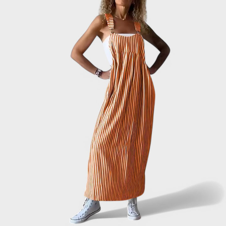 Guzel - Abito Lungo Elegante Con Stampa A Righe