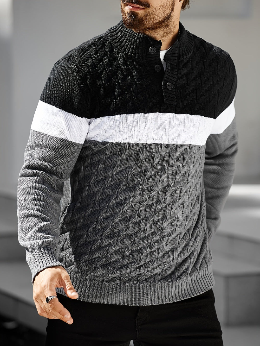 Lilfad - Maglione Casual a Collo Alto in Maglia