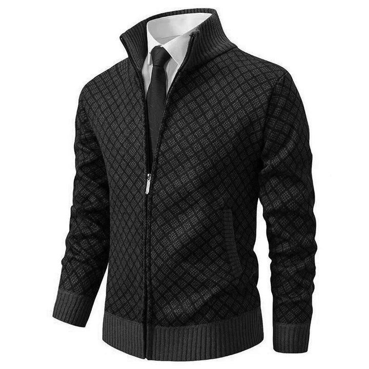 Klarik - Cardigan in Maglia Con Motivo a Rombi E ZIP Integrale