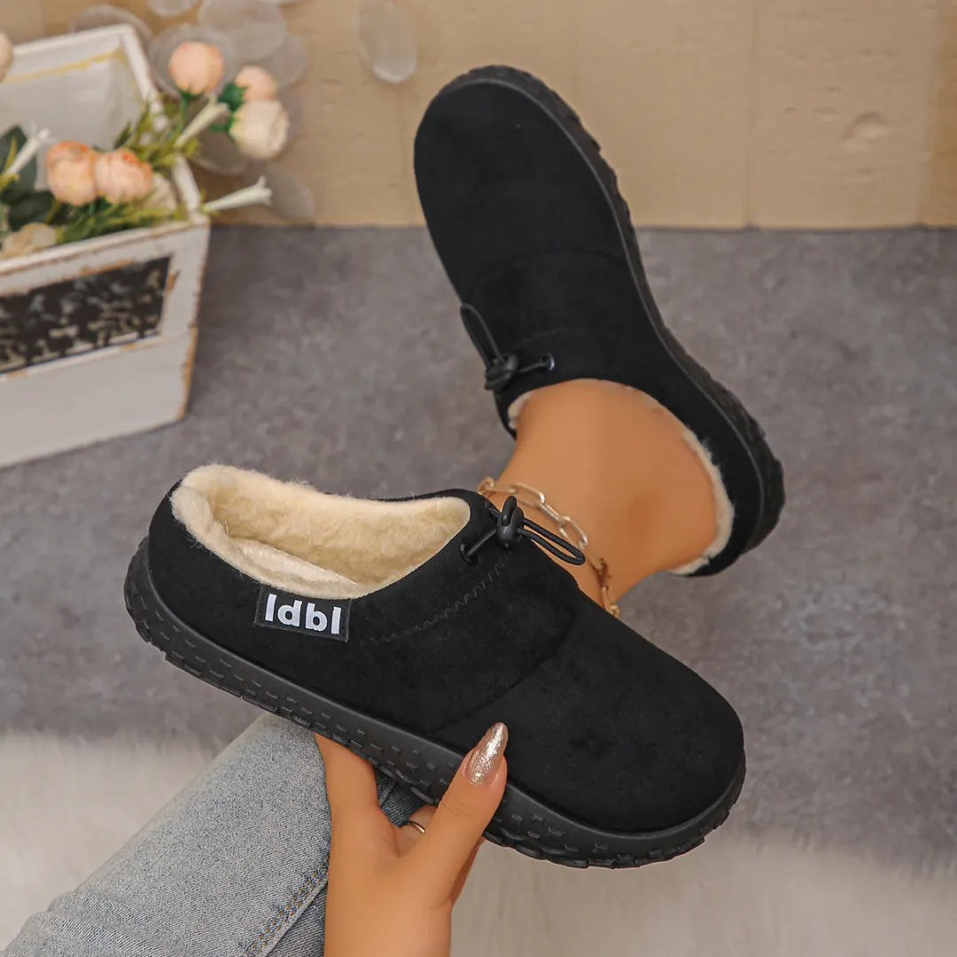 Damilya - Faux Suede Fleece Lined Drawstring Slip-On Shoes