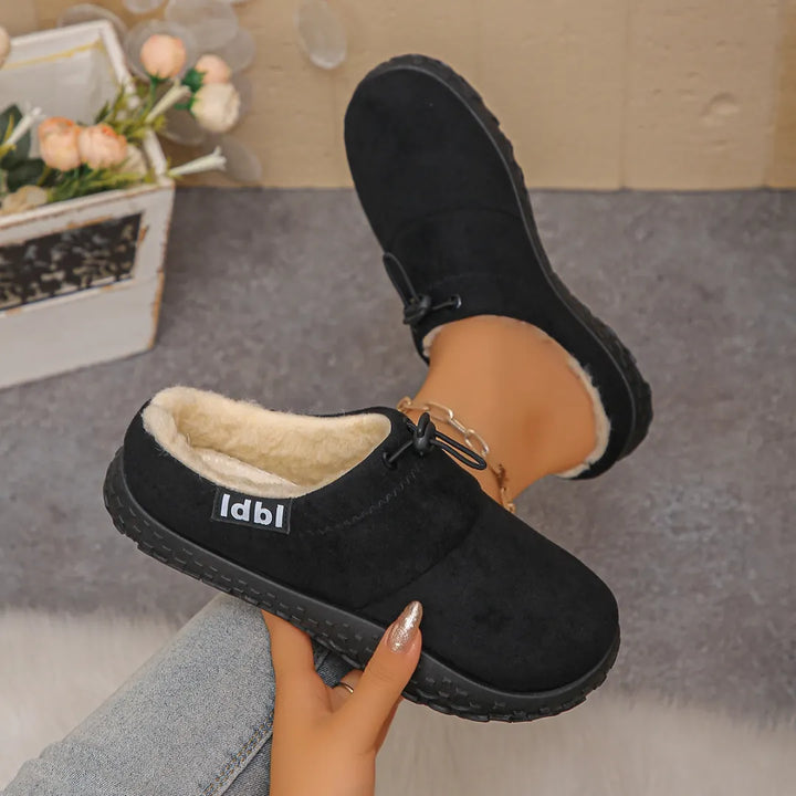 Damilya - Faux Suede Fleece Lined Drawstring Slip-On Shoes