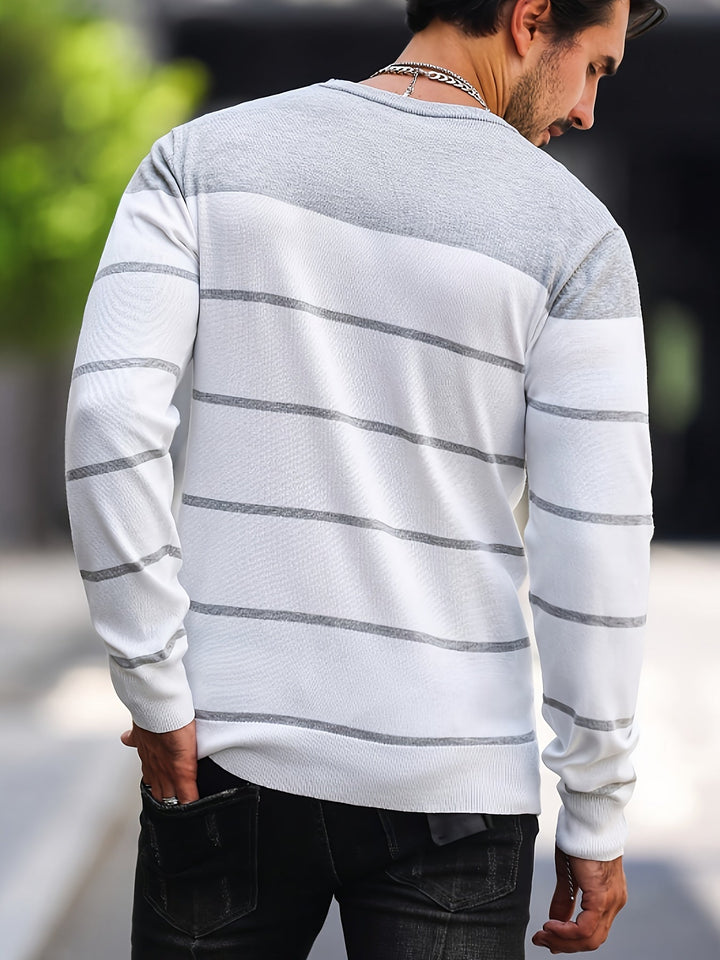 Michiel - Maglione Casual a Righe con Maniche Lunghe
