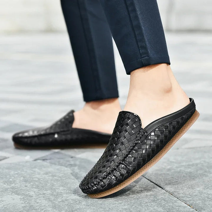 Efim - Pantofole Casuale in Pelle Con Motivo Intrecciato