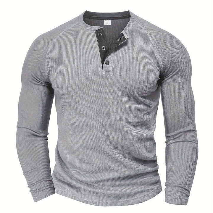 Jarik - Maglietta Henley a Maniche Lunghe Con Trama in Rilievo