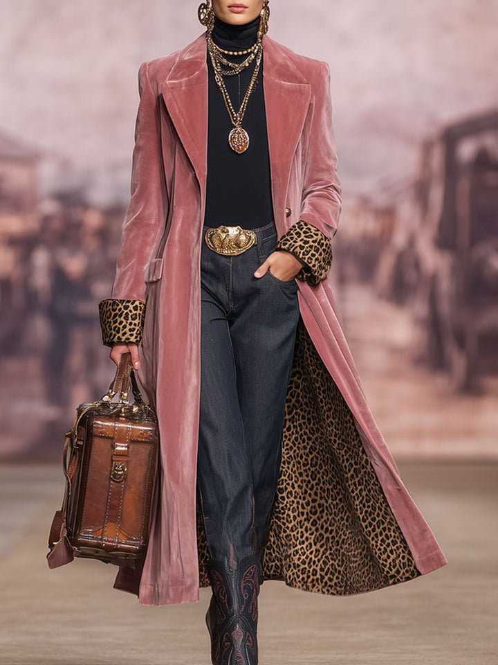Missa - Cappotto Con Polsini E Fodera Con Stampa Leopardata