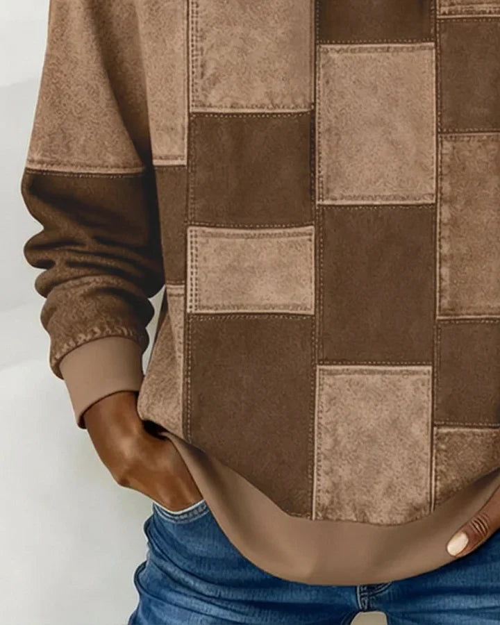 Yaralyn - Elegante Felpa con Cappuccio a Maniche Lunghe a Quadri
