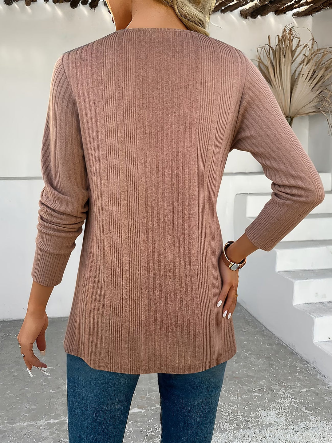 Lizeth - Maglietta a Maniche Lunghe Con Collo Rotondo