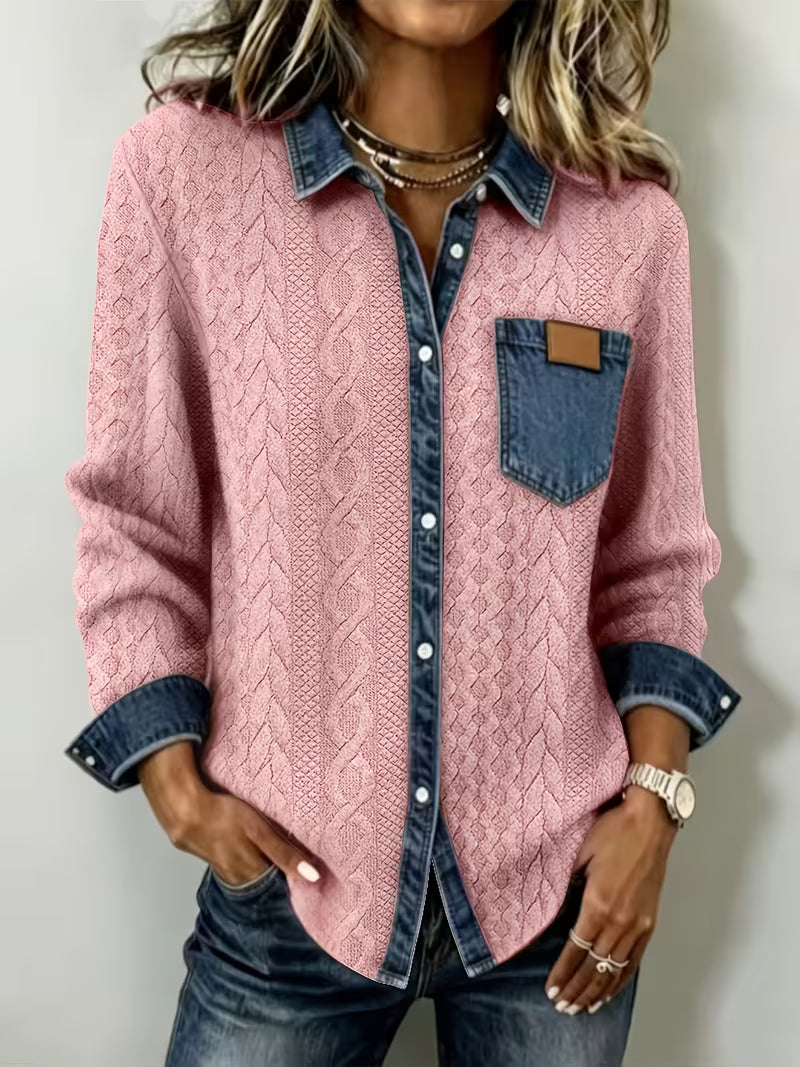 Leoora - Camicia a Maniche Lunghe Con Tasche Applicate