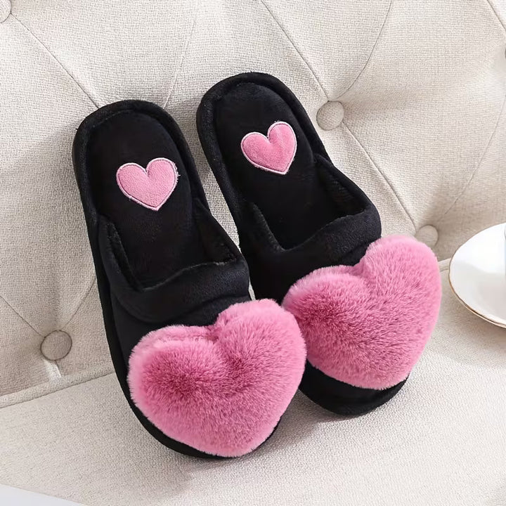Zeliha - Pantofole a Forma Di Cuore in Peluche Con Suola Antiscivolo