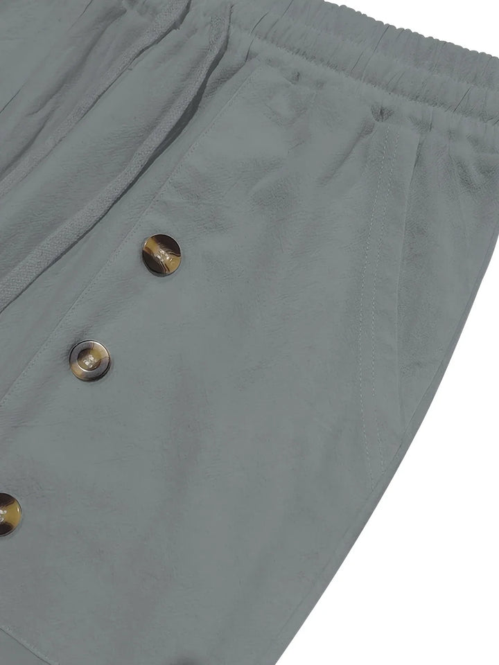 Beslan - Elegante Pantalone A Gamba Dritta Con Bottoni Dorati